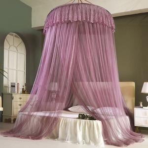 Dosel de Cama Redondo Azul Claro Estilo Americano con Bordado de Princesa y Mosquitero con Bordado Elegante - Product Image 5