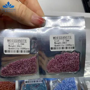 Fabrika doğrudan satış toptan gevşek taş 1.0mm 1.2mm vvs1 mavi sarı morumsu kırmızı mor melee boyutu moissanite elmas
