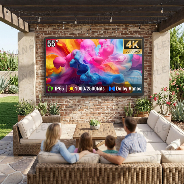 All Weather IP65 4K UHD TV WebOS Smart Outdoor Display 1000nits Customizable Size HDMI USB 3.0