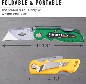 Couteaux utilitaires pliants robustes de qualité industrielle pour le bricolage, ensemble de coupe-boîtes multi-outils avec 5 lames de rechange, coupe-papier OEM 18 mm - Product Image 2