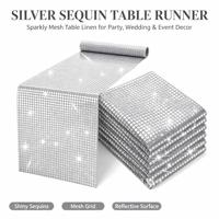 Chemin de table rétro disco à sequins pour la maison, brodé, avec feuille miroir et paillettes, pour décorations de fête, mariage et anniversaires