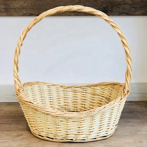 Cesta de Mimbre Multifuncional Hecha a Mano de Color Natural para Almacenamiento en la Cocina con Asa, Cesta para Frutas - Product Image 1