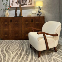Art Décoration Fauteuils Rembourrés Français Bouclés Chaise d'Appoint en Bois et Tissu Canapé Simple