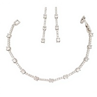 Parure de bijoux scintillante plaquée platine, bracelet tennis élégant et boucles d'oreilles pendantes linéaires, cadeau pour femme, mariage, fête nuptiale 2026