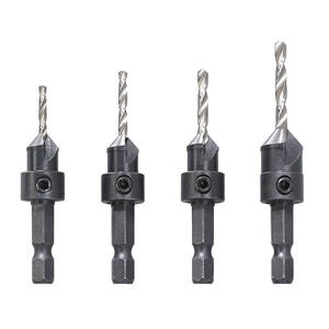 Brocas avellanadoras Fervi para madera, juego de 4 piezas con punta de taladro y vástago hexagonal - Product Image 1