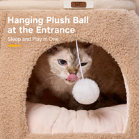 En gros, Niche pour animaux de compagnie en forme de corne de vache, mignonne, en peluche, avec boule suspendue, Nid chaud d'hiver pour chat et chien, amovible et lavable, OEM