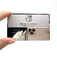 Carte personnalisée haut de gamme pour cadeaux d'affaires, effet miroir noir, miroir doré, couleurs arc-en-ciel, effet gravé