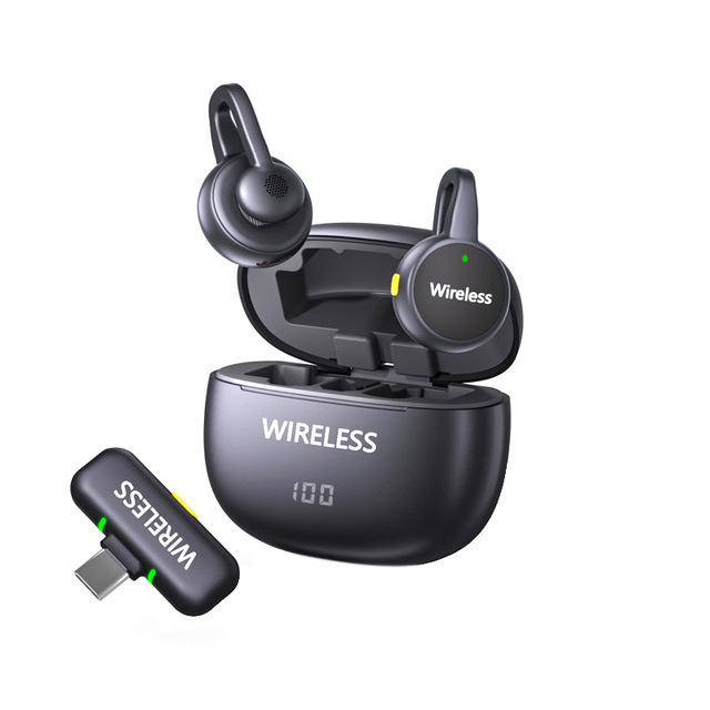 Wireless Lavalier Microphone with Digital Display Charging Case Magnetic Clip Portable for Outdoor Video Recording Vlog Live