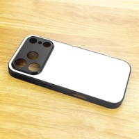Coque de protection antichoc noire en TPU 2D personnalisable par sublimation pour iPhone 17, 16, 15, 14 Pro Max – Modèle de luxe à personnaliser soi-même