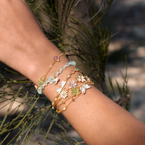 Set di <span class=keywords><strong>Bracciale</strong></span> e Collana J&D Designer con Charm in Acciaio Inox Placcato Oro 18k, Strass, Fiori, Api, Libellule e <span class=keywords><strong>Margherite</strong></span> - Product Image 2