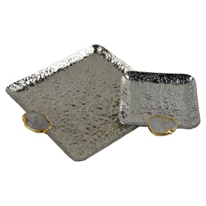 ถาดตกแต่งชุบโลหะทองเหลืองสำหรับตกแต่งบ้านถาดเสิร์ฟสำหรับตกแต่งร้านอาหารและโรงแรม - Product Image 3