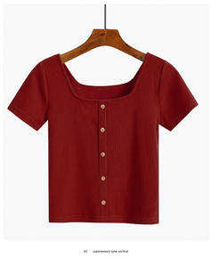 Personalizar tipo polo camiseta de manga corta  feminina camiseta corta blanca <span class=keywords><strong>mujer</strong></span> básica - Product Image 5