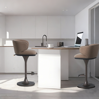 Tabouret de bar en cuir de luxe léger comptoir de bar en acier chaise de bureau dossier confortable pour chambre à coucher table d'île de bar à la maison
