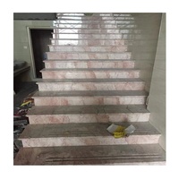 Marches d'escalier intérieures en marbre moderne Rose pour hôtels, avec bord droit, durables et écologiques