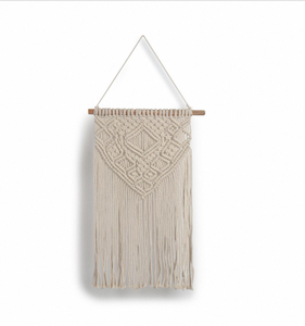 Décoration murale en macramé en coton fait main, décor mural à franges, art mural bohème pour salon, chambre à coucher, appartement - Product Image 1