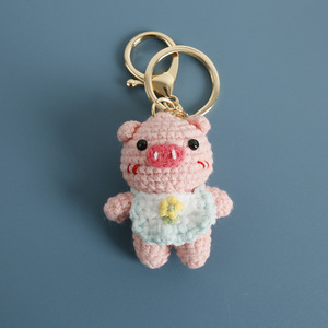 Porte-clés en crochet faits main en gros, mini-écharpes en tricot pour animaux (chat, chien, lapin, cochon, panda, capybara), jouets en tricot - Product Image 2