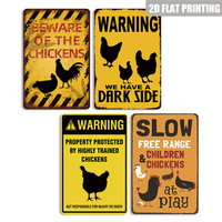 Letrero Metálico Vintage 'Cuidado con los Pollos', Decoración Retro para Pared de Casa de Campo