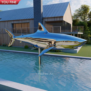 ประติมากรรมฉลามสแตนเลสตกแต่งถนนริมทะเล - Product Image 5