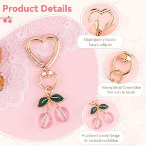 Ciondolo a Cuore da Ragazza Più Venduto, Charm a Forma di Cuore con Ciliegia, Simpatici Portachiavi, Charm per Borse, Portachiavi per Borsette, Migliori Regali - Product Image 3