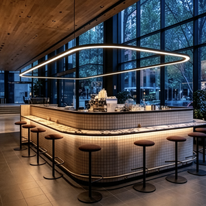 <span class=keywords><strong>Suspension</strong></span> LED moderne en profilé aluminium blanc, design architectural sans joint, <span class=keywords><strong>pour</strong></span> bar commercial, réception et îlot <span class=keywords><strong>de</strong></span> cuisine - Product Image 5