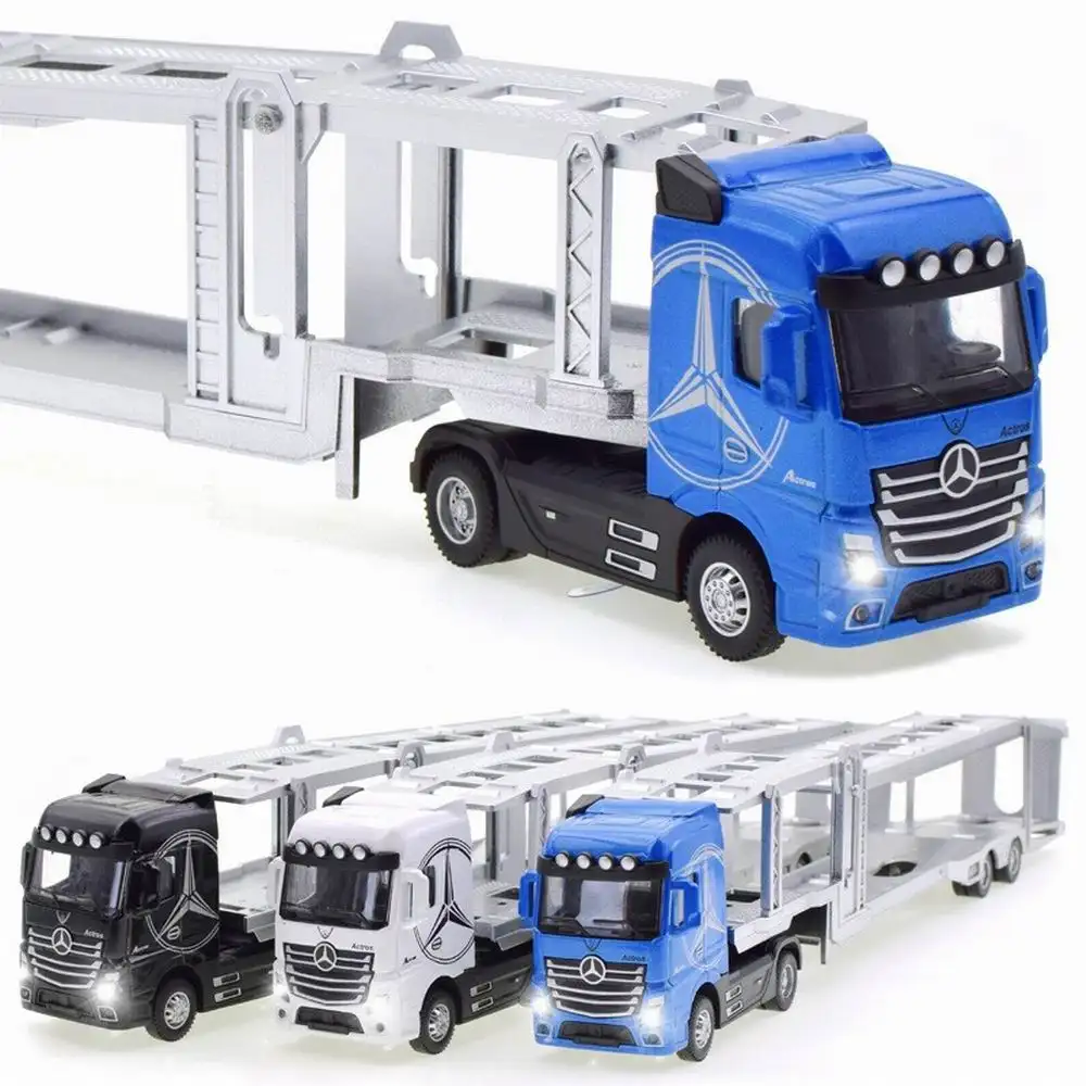 Camion en alliage moulé sous pression 1:36, modèle de tête de camion jouet camion conteneur tirer vers l'arrière avec léger ingénierie véhicule de Transport garçon jouets pour enfants