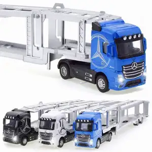 1:36 Diecast Alloy Truck Head Model Toy Container Truck Pull Back With Light Engineering Transport Vehicle Boy Toys For Children