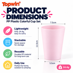 Gobelet en plastique incassable empilable sans BPA, coloré, en PP mat, pour hôtel, salle de bain, restaurant, pour boire de la bière, du jus - Product Image 5
