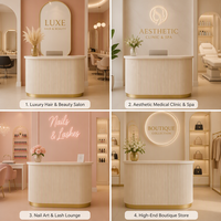 Comptoir de réception élégant et minimaliste en relief pour salon de beauté, spa, clinique, boutique de luxe, mobilier de magasin