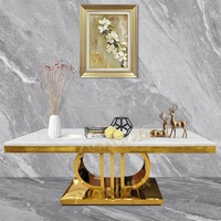 Meubles de salon, meuble TV, table basse, table basse en marbre doré miroir pour hôtel, tables basses modernes de luxe
