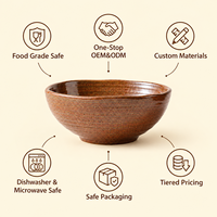 Bol en céramique rustique fait main avec une riche glaçure marron pour le ramen, les pâtes, les salades, le riz et les soupes, parfait pour les repas à la maison
