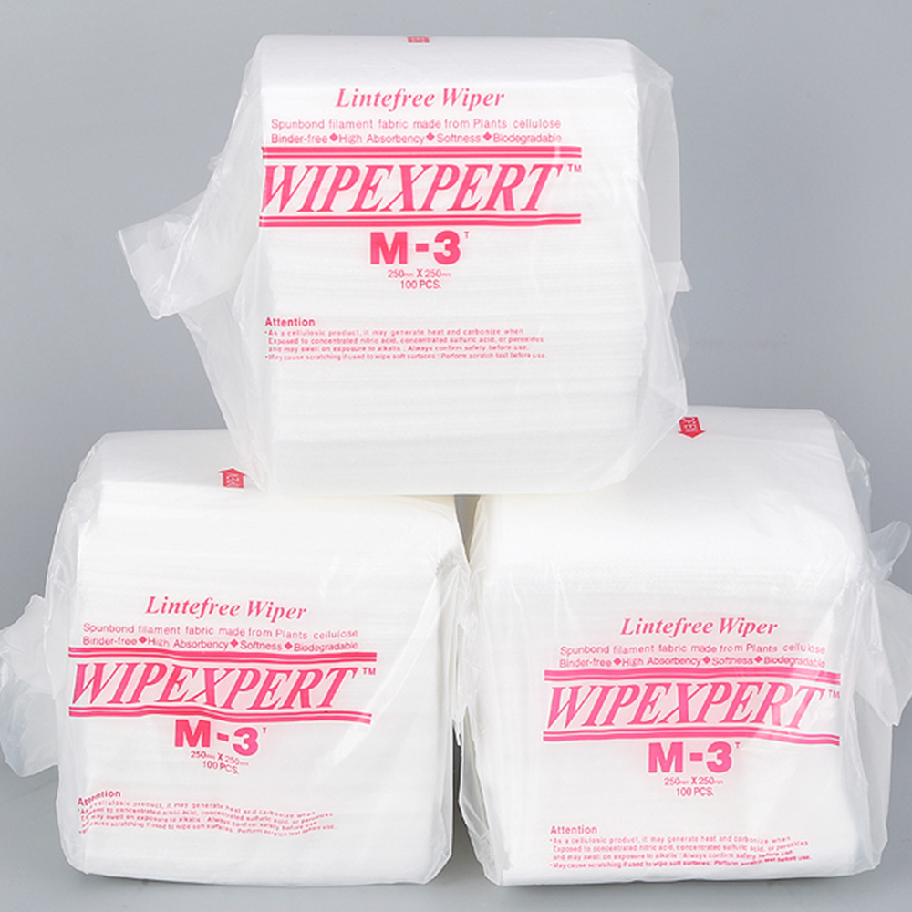 25*25 см, 100 шт./пакет, 1/4 раза Ткань, изготовленная по технологии спанлейс ткани Безворсовая Ткань Bemcot M3 для чистых помещений стеклоочистителя