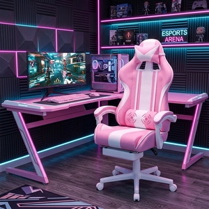 Venta al por mayor popular Rosa Silla <span class=keywords><strong>Gamer</strong></span> PU cuero PC ordenador Juegos sillas cómodo Gaming Silla de <span class=keywords><strong>escritorio</strong></span> <span class=keywords><strong>para</strong></span> las <span class=keywords><strong>niñas</strong></span> - Product Image 1