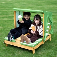 Chaise longue de plage d'enfants-Canapé pliable extérieur avec dossier, double siège pour le farniente d'animal familier de jardin d'enfants