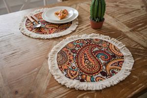 Sets de table floraux tissés naturels minimalistes d'été Anne's Wholesale pour table à manger - Product Image 2