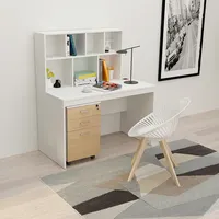 White Wooden Computer Desk, Study Table with Shelf