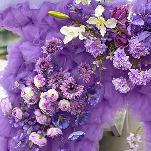 ของตกแต่งผนังรูปดอกไม้ผีเสื้อสีขาวม่วง ทำจากผ้าไหม งานฝีมือขนาดใหญ่ ดีไซน์ทันสมัย สมจริง เหมาะสำหรับฉากหลังงานแต่งงานและอุปกรณ์ประกอบฉากงานอีเว้นท์ - Product Image 3