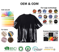 T-shirt unisexe ample à manches courtes, style rétro, effet vieilli, gaufré, pour homme, mode streetwear estivale, personnalisable OEM