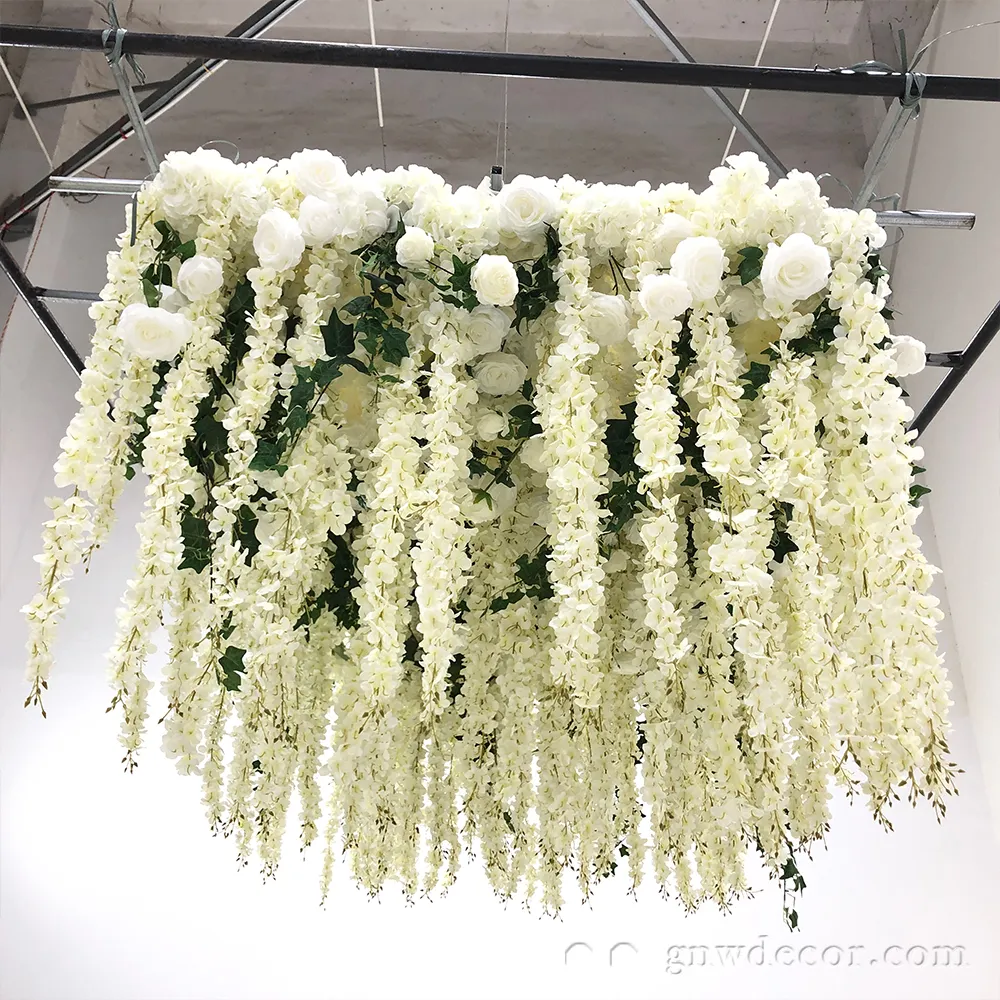 2024 New popular hot sale Wedding Ceiling Decorative Silk Artificial Ivory Hanging Customized Artificial Flower For Wedding