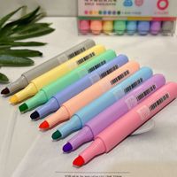 Nuevo Juego de Marcadores Fluorescentes Macaron de 8 Colores con Punta de Pincel Oblicua de Doble Cara, Protección Ocular, No Borrable, para Estudiantes, Material Escolar, Puntos Clave