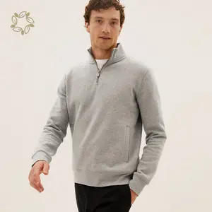 Bio-Baumwolle Vlies-Pullover halb Reißverschluss Sweatshirt Reißverschluss Sweatshirt gestrickt Sweatshirt für Herren Vlies-Pullover halb Reißverschluss Pullover