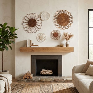 Décoration Murale en Rotin pour la Maison, Design Minimaliste et Moderne, Couleur Unie, Ornements Muraux Hexagonaux à Motifs Perforés pour le Salon - Product Image 2