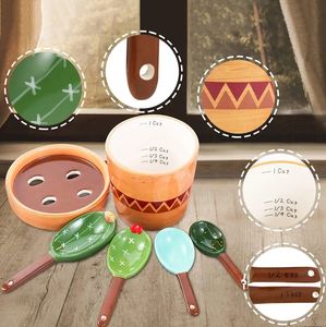Cucchiai dosatori in porcellana da 4 pezzi con Base Set di cucchiai dosatori in ceramica Cactus strumento da <span class=keywords><strong>cucina</strong></span> carino - Product Image 6