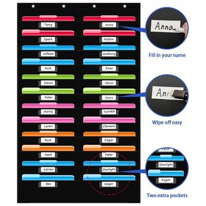 Customizable 24-Pocket Heavy Duty Non-Woven Fabric American Style Wall <b>File</b> Organizer Multifunctional Foldable Black PVC - Product Image 3