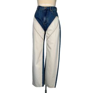 Pantalones Largos de Cintura Alta para Mujer, Diseño Personalizado de Fábrica, Cómodos, con Contraste de Color, Vaqueros Casuales de Mezclilla - Product Image 1