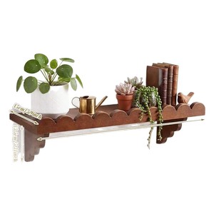 Wooden Wave Shaped Wall Floating <b>Shelf</b> Solid Wood Storage <b>Rack</b> For Home Decoration Green Plant Display - Product Image 5