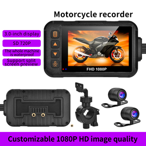 Perekam Berkendara Sepeda Motor Tahan Air Layar Depan 3 Inci Kamera Sepeda Motor Saluran Ganda Perekam Video Loop Penglihatan Malam Hitam - Product Image 2