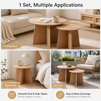 ATWOKA Moderne Minimalistische Beistelltisch-Set aus Massivholz, Rund, Multifunktional für Kleine Wohnräume