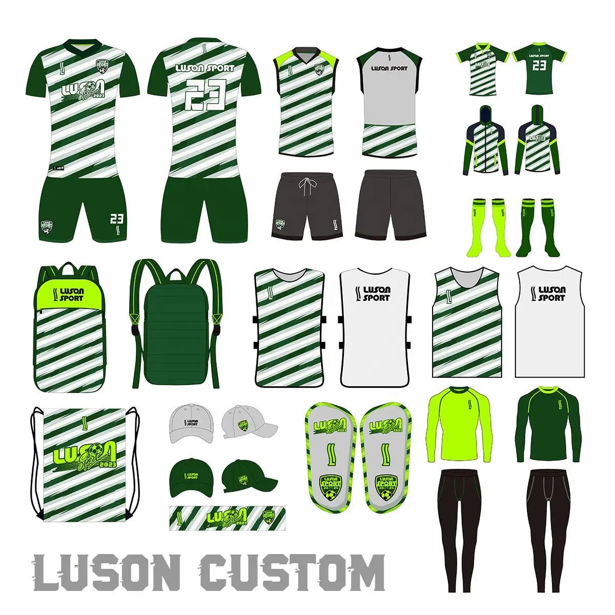 Luson toptan fiyat futbol kıyafetleri erkekler özel tasarım süblimasyon baskı futbol eğitimi eşofman futbol futbol forması seti