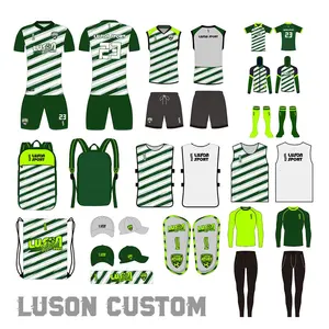 Luson Wholesale Price Soccer Wear Men Custom Design Sublimation Print Soccer Training Tracksuit Football Soccer Jersey Set