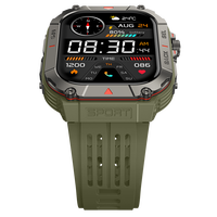 Montre connectée GPS robuste avec écran AMOLED carré, boussole, altimètre, baromètre, lampe de poche et appels Bluetooth pour les sports de plein air